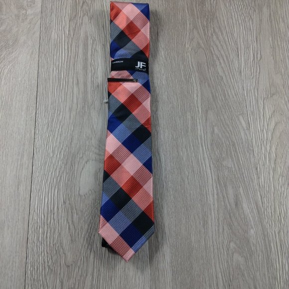 J Ferrer Red and Blue Plaid Tie - Picture 1 of 3